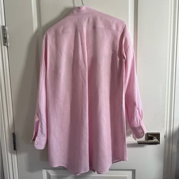 NWOT - Vilebrequin French Designer Pink Linen Long Button-Up Shirt - Size M - Picture 2 of 9